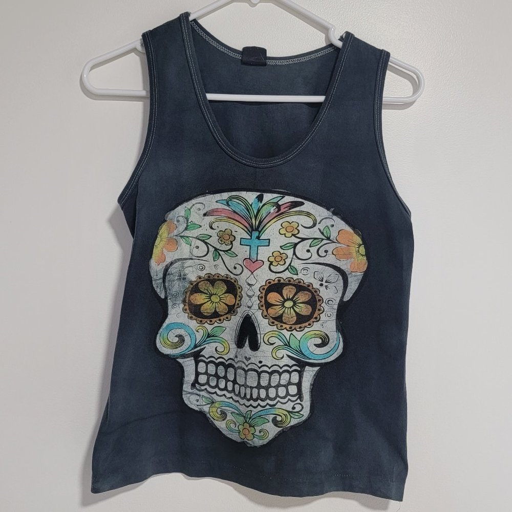 Day of the Dead Sugar Skull Sleeveless Women’s Tank Size Small
